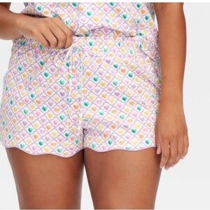 Roller rabbit Geo Hearts pajama Shorts Pajama Purple/Yellow/ Pink sz medium nwt
